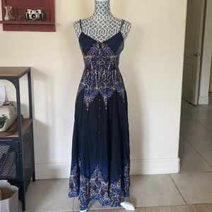 Free people boho bohemian button up maxi dress sundress